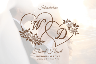 Floral Heart Monogram Fonts for Elegant Designs